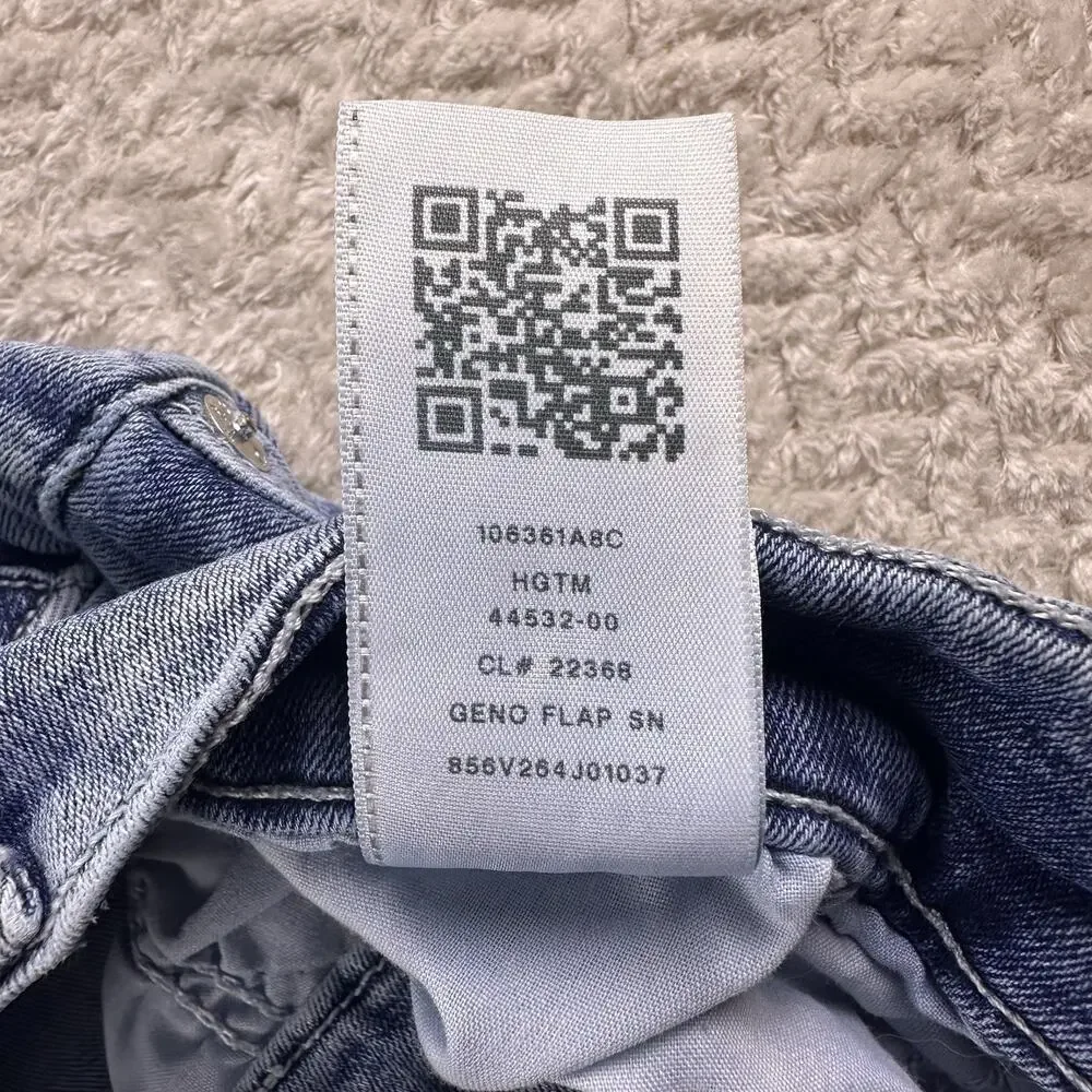 True Religion Jeans Mens 32x34 Blue‎ Geno Relaxed Slim Flap Pocket Distressed